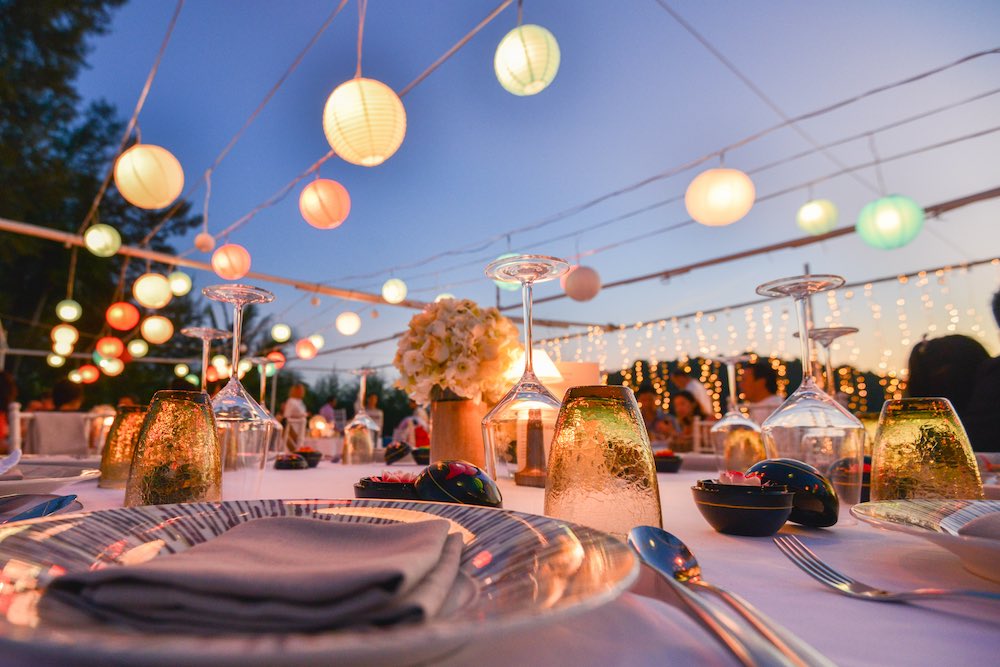Table setting for an event party or wedding reception
