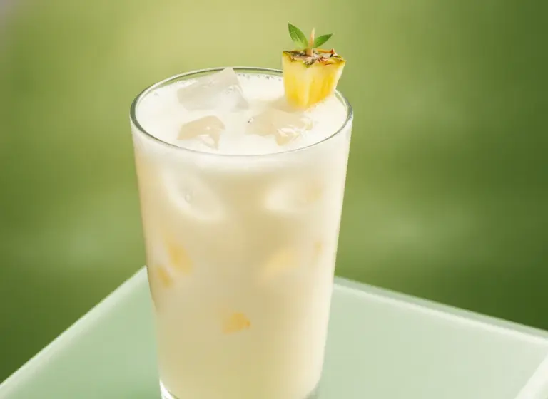Ananas-Kokos-Sojadrink im Glas
