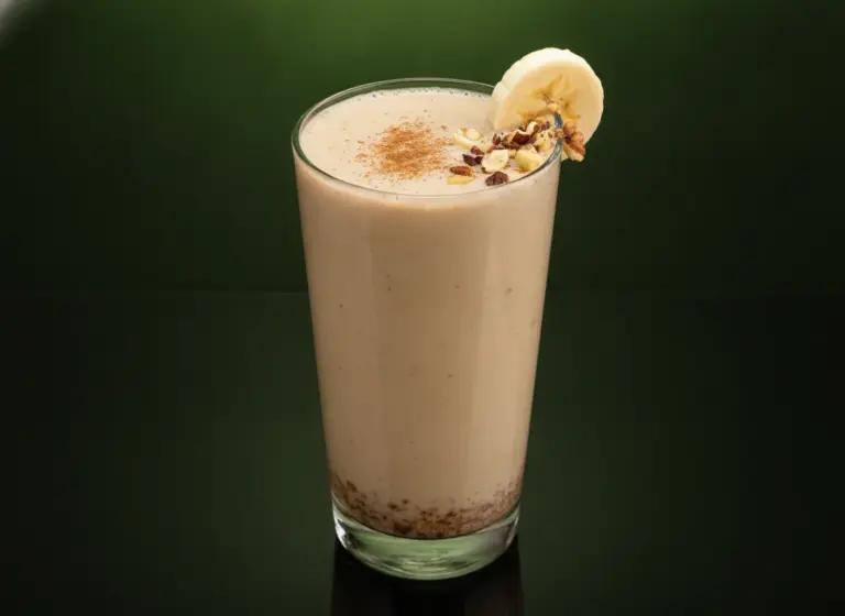 Bananen-Nuss-Haferdrink im Glas
