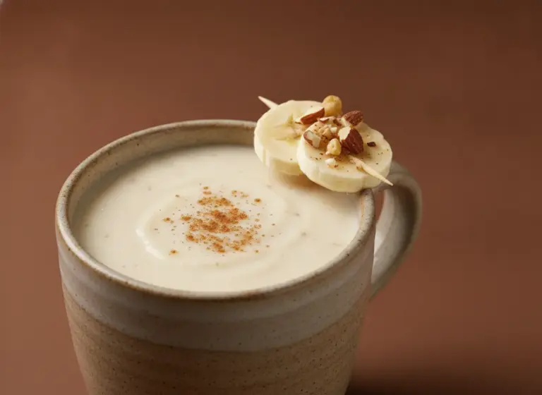 Bananen-Nuss-Sojadrink im Glas