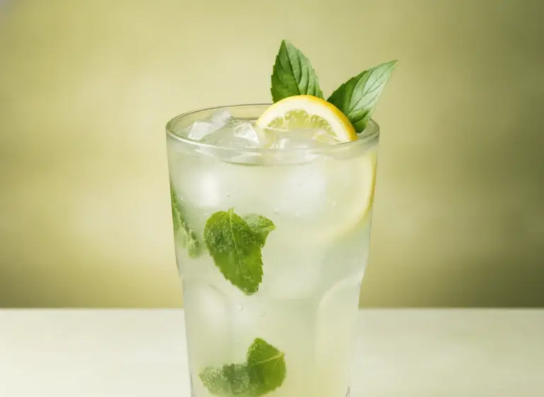 Basilikum-Zitronen-Limonade im Glas