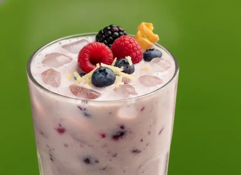 Beeren-Sojadrink mit Ingwer im Glas