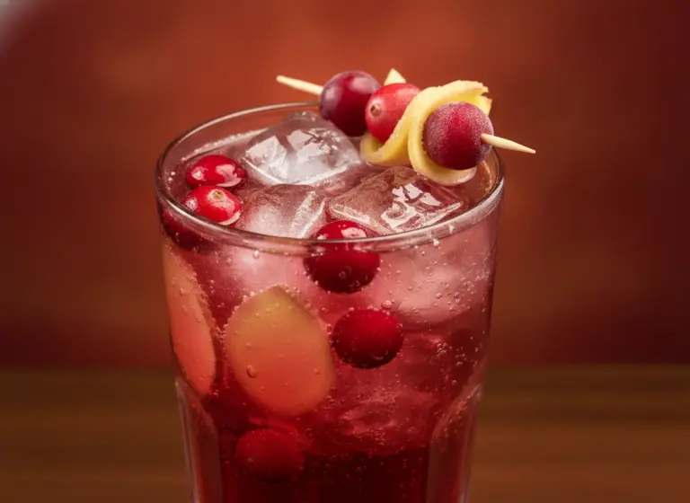 Cranberry-Ingwer-Fizz im Glas