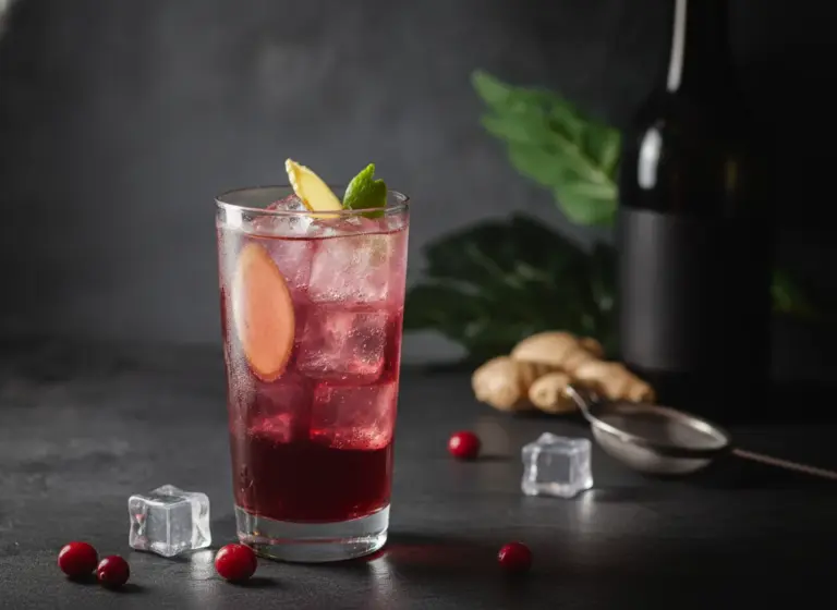 Cranberry-Ingwer-Spritzer im Glas