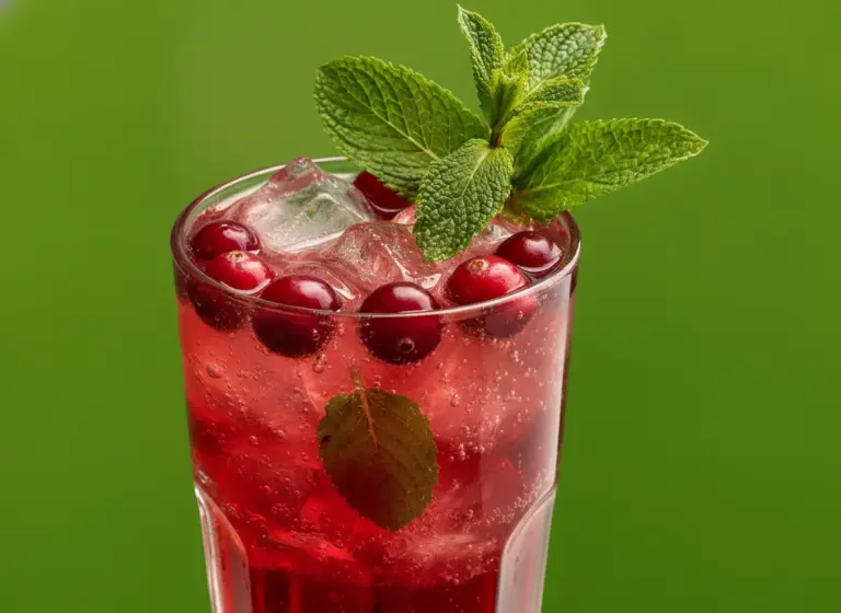 Cranberry-Minz-Limonade im Glas