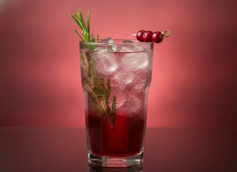 Cranberry-Rosmarin-Soda im Glas