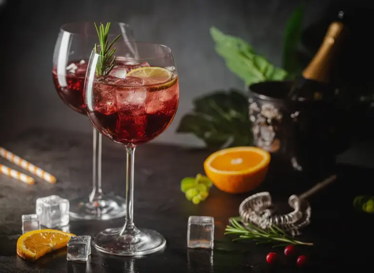 Cranberry-Rosmarin-Spritzer im Glas