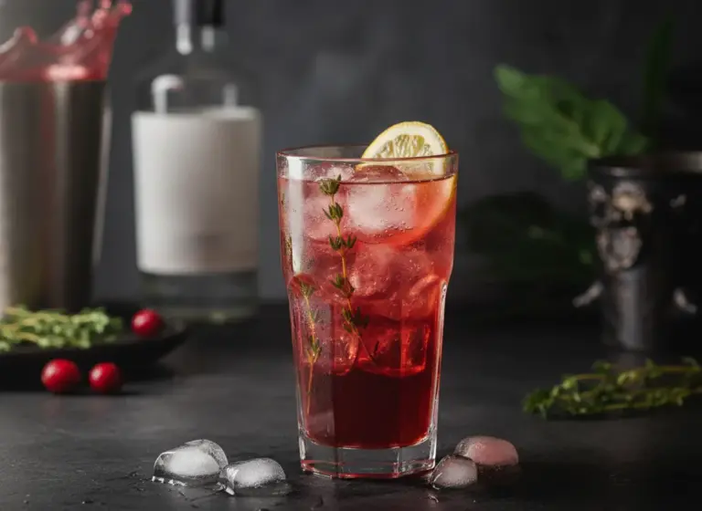 Cranberry-Thymian-Gin-Spritzer im Glas