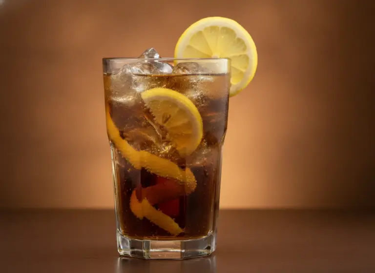 Cuba Libre mit Zitrone im Glas