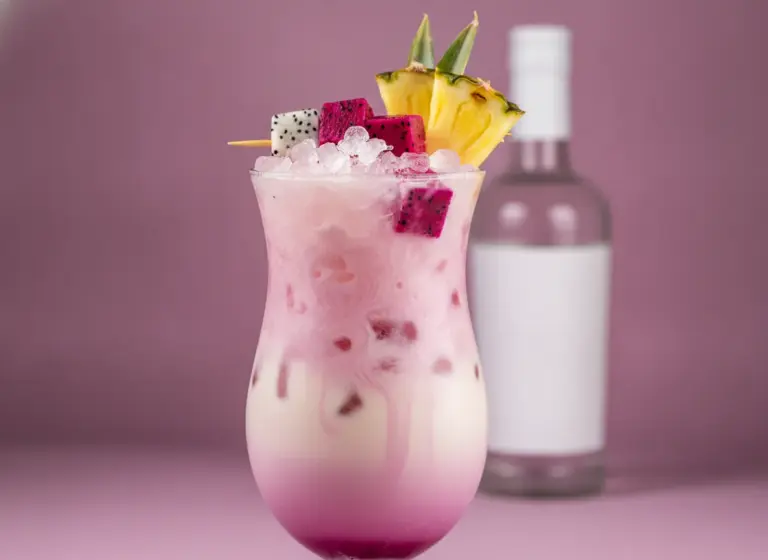 Drachenfrucht-Colada im Glas