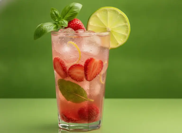 Erdbeer-Basilikum-Limonade im Glas