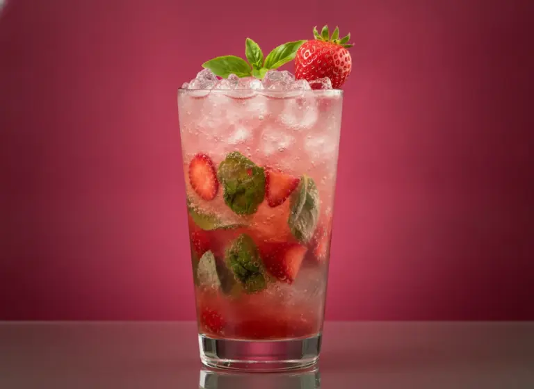 Erdbeer-Basilikum-Mojito im Glas