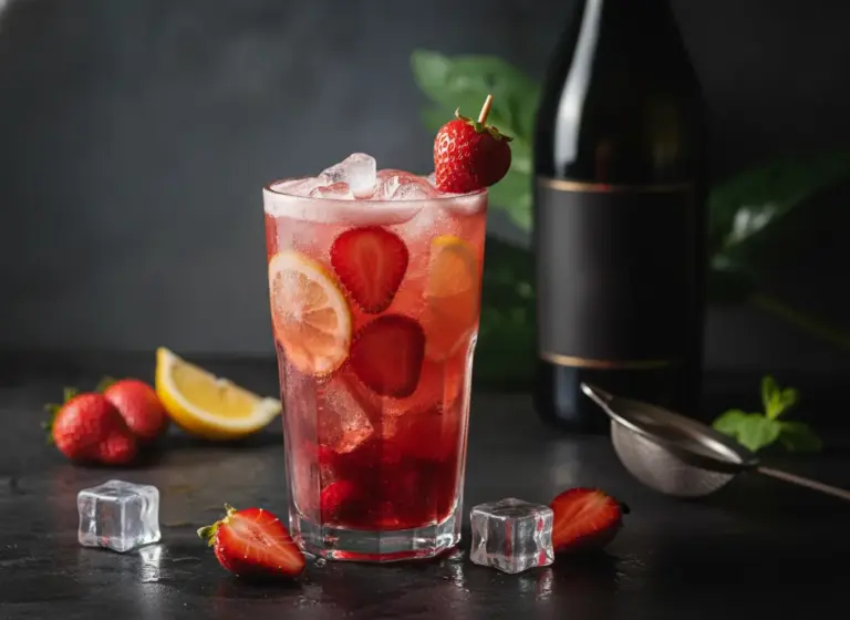 Erdbeer-Limonaden-Spritzer – alkoholfrei im Glas