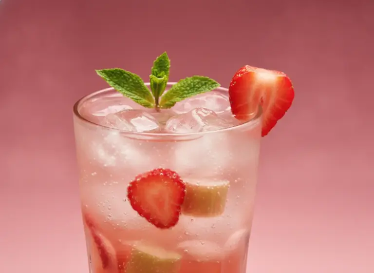 Erdbeer-Rhabarber-Limonade im Glas