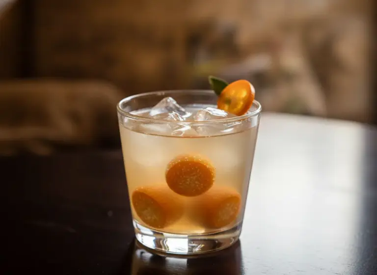 Gesalzene Kumquat mit Baijiu im Glas