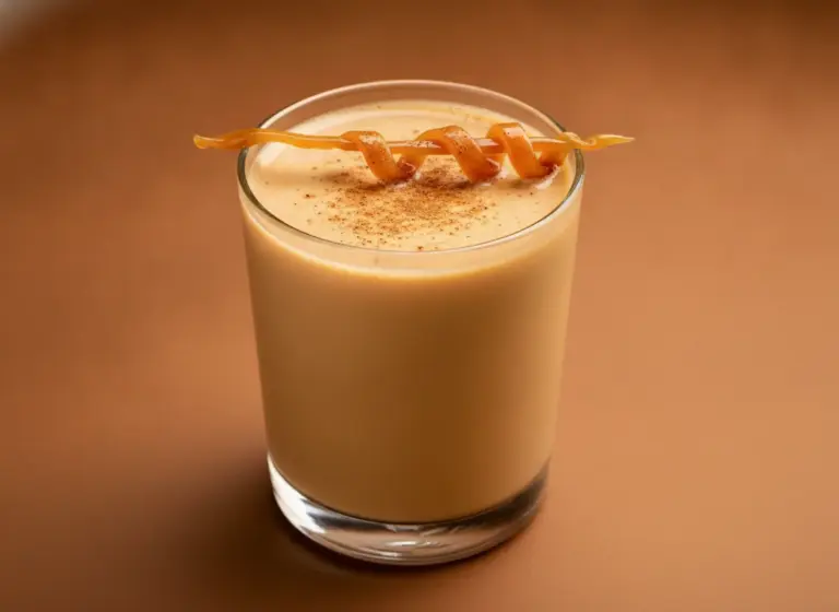 Gewürzter Karamell-Sojadrink im Glas