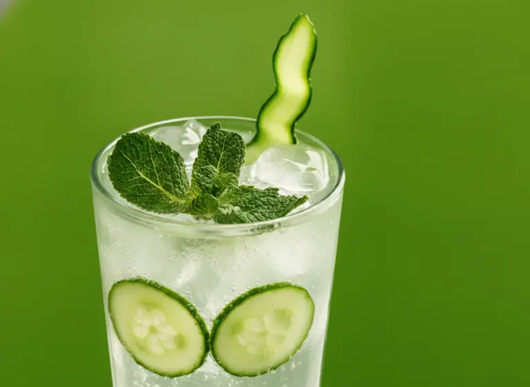 Gin Tonic mit Gurke & Minze im Glas