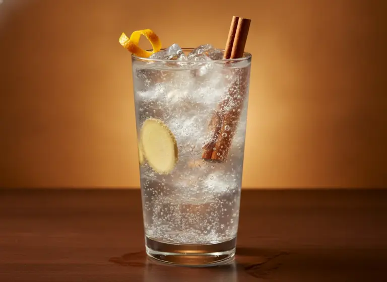 Gin & Tonic mit Zimt und Ingwer im Glas