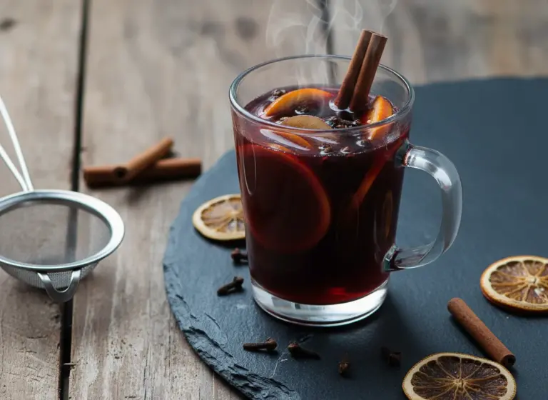 Glühwein mit Ingwer im Glas