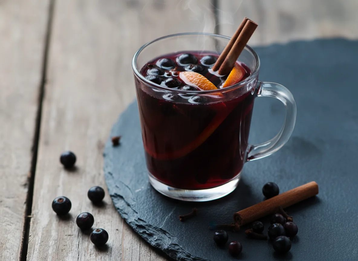 Glühwein mit schwarzen Johannisbeeren