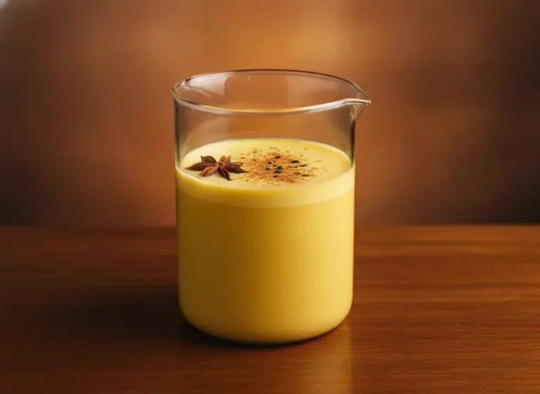Goldene Milch mit Hafermilch im Glas