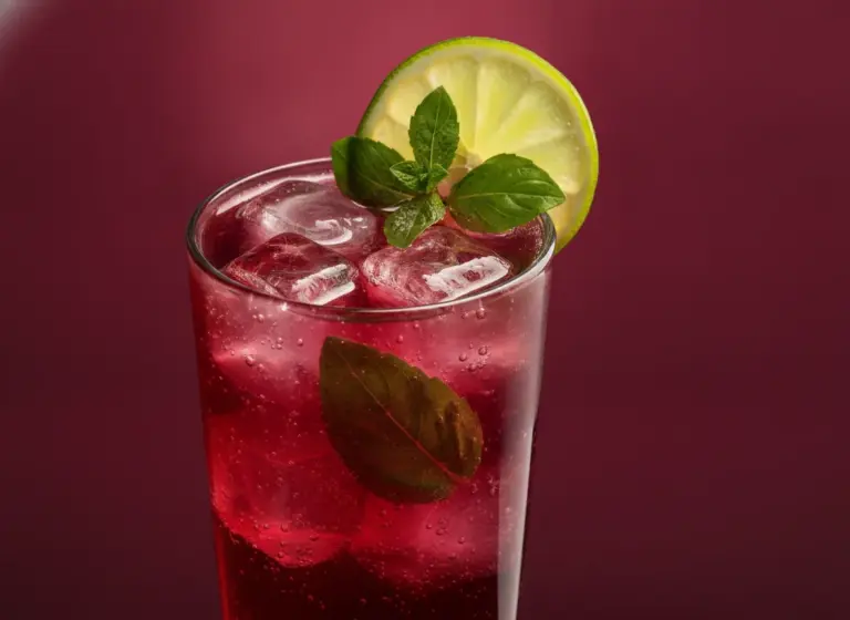 Granatapfel-Basilikum-Limonade im Glas