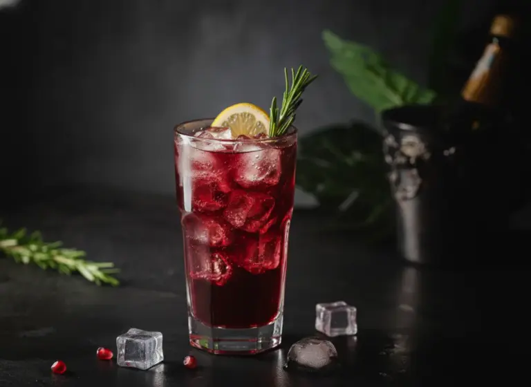 Granatapfel-Rosmarin-Limonade im Glas