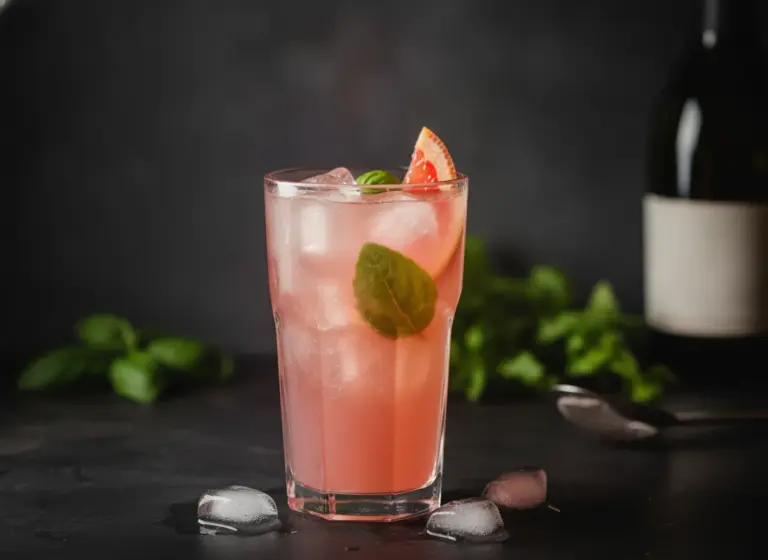 Grapefruit-Basilikum Spritz im Glas