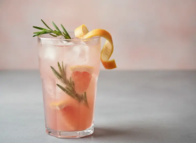 Grapefruit-Rosmarin-Limonade im Glas