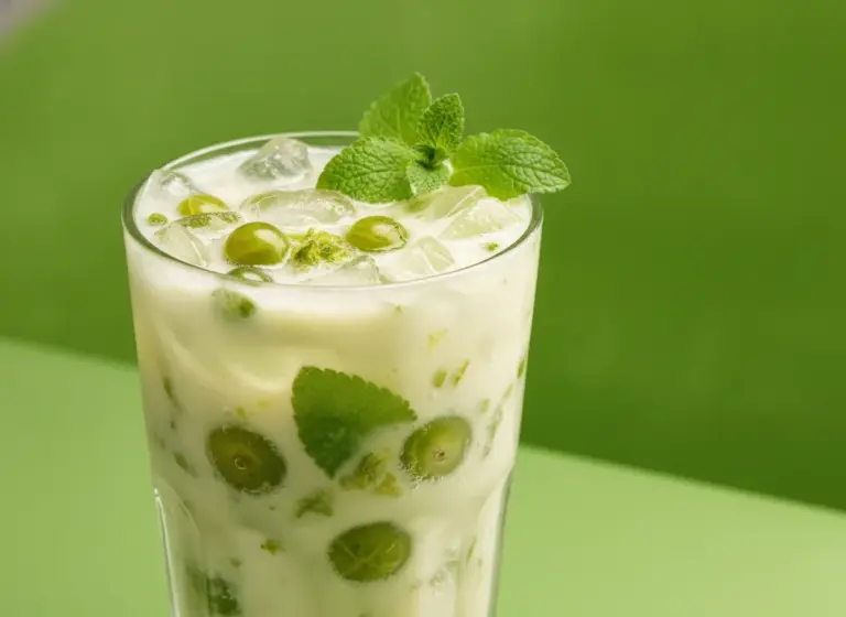 Grüner Beeren-Sojadrink im Glas