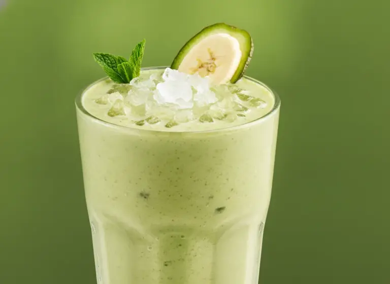 Grüner Hafermilch-Smoothie im Glas