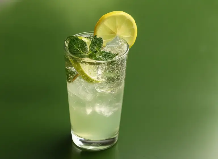 Grüner Tee-Limonade im Glas