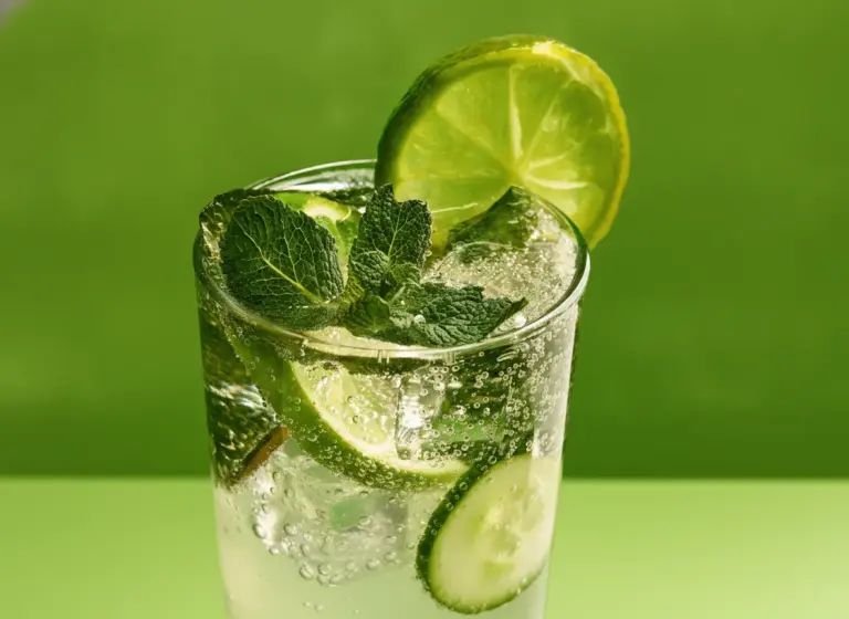 Gurken-Limetten-Limonade im Glas