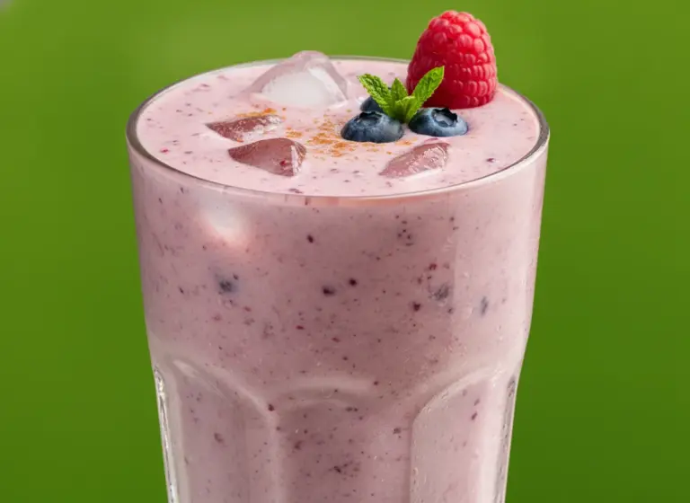 Hafermilch-Smoothie mit Beeren im Glas