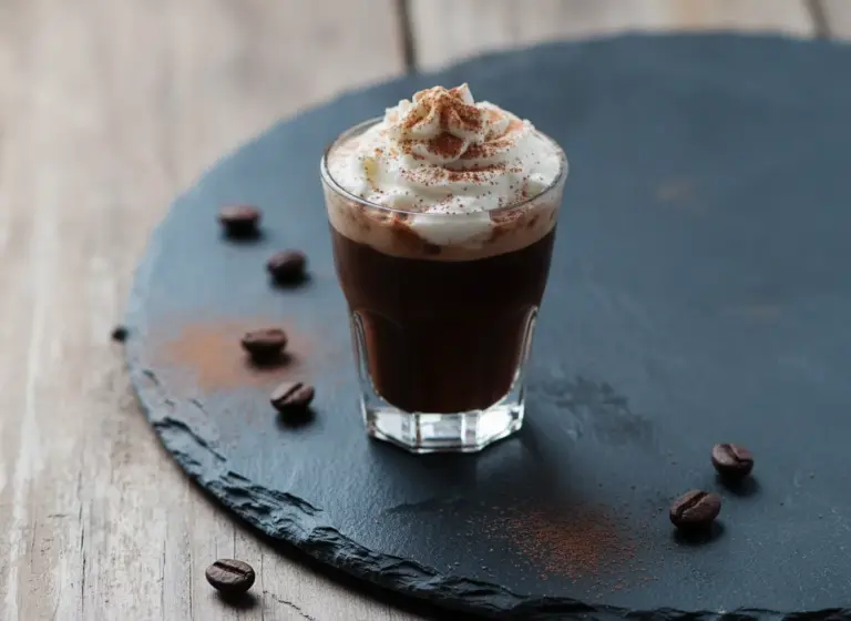 Heiße Schokolade mit Rum im Glas