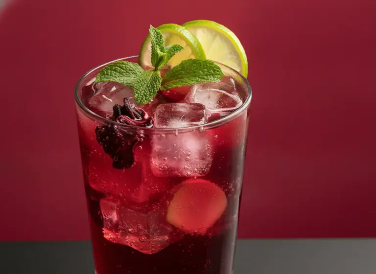 Hibiskus-Ingwer-Limonade im Glas