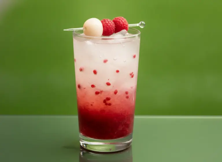 Himbeer-Litschi-Limonade im Glas