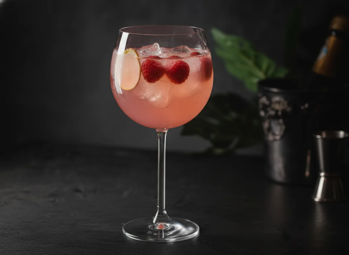 Himbeer-Litschi-Spritz mit Ingwer
