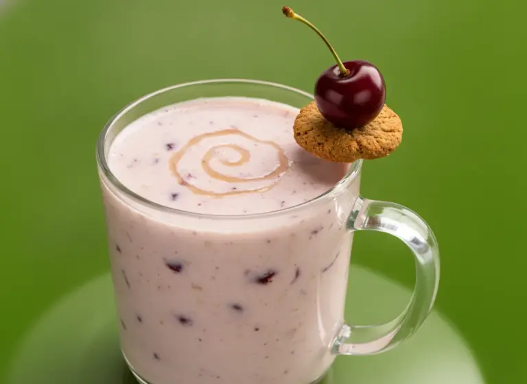 Kirsche-Vanille-Haferdrink im Glas