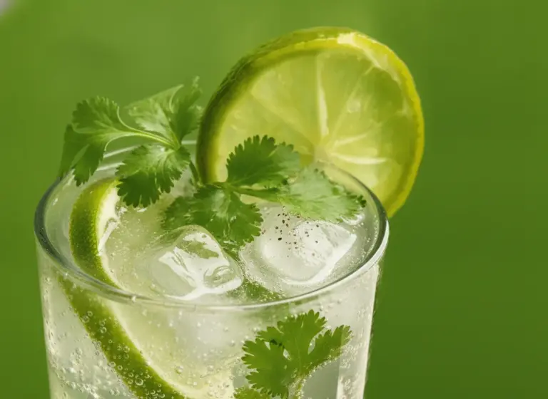 Koriander Vodka Tonic im Glas