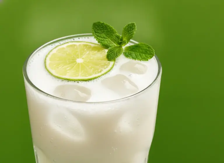 Limetten-Kokos-Limonade im Glas