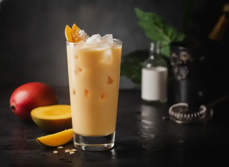 Mango-Kokos-Haferdrink im Glas