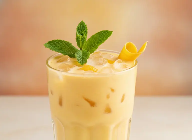 Mango-Lassi mit Hafermilch im Glas