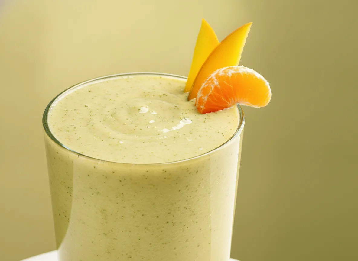 Mango Smoothie mit Birne und Hafermilch