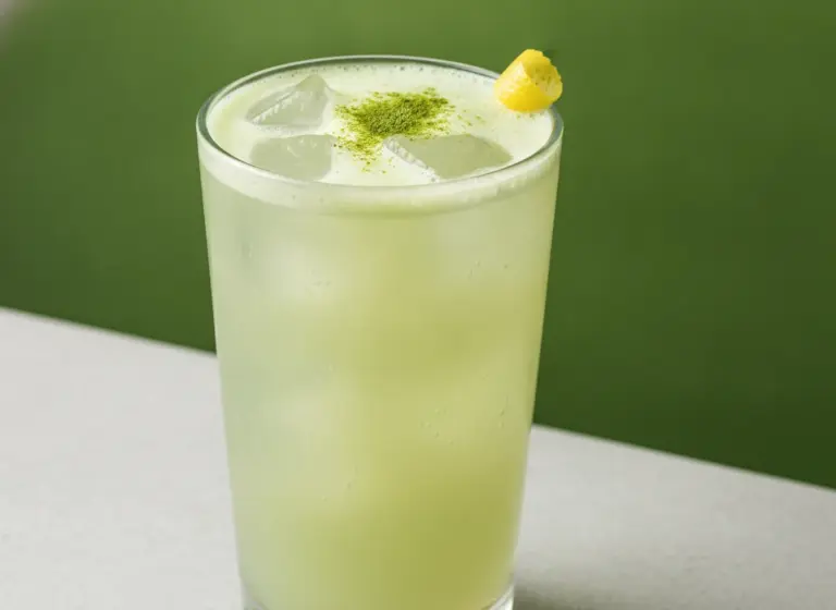 Matcha Gin Fizz im Glas