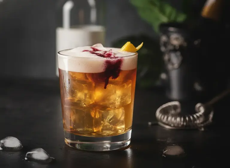 New York Sour mit Rotwein im Glas