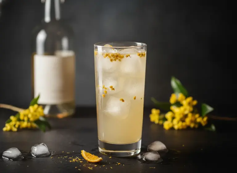 Osmanthus-Reiswein-Fizz (Guihua-Huangjiu) im Glas
