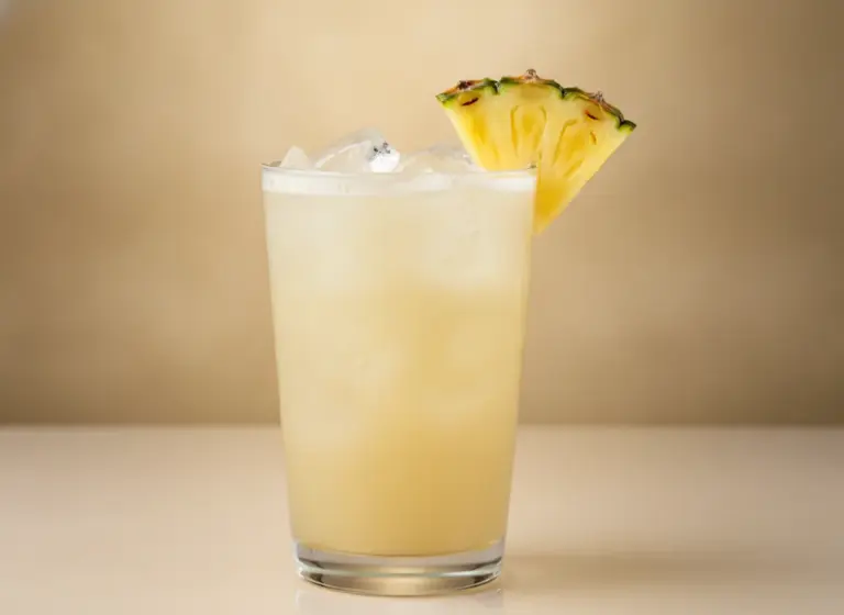 Pineapple Rum Fizz mit Kokoswasser im Glas