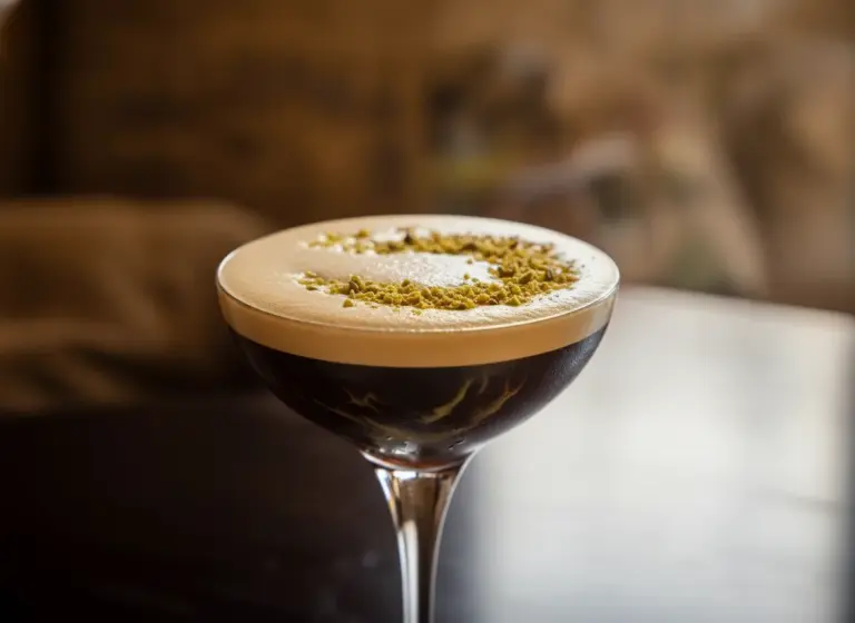 Pistazien-Espresso-Martini im Glas