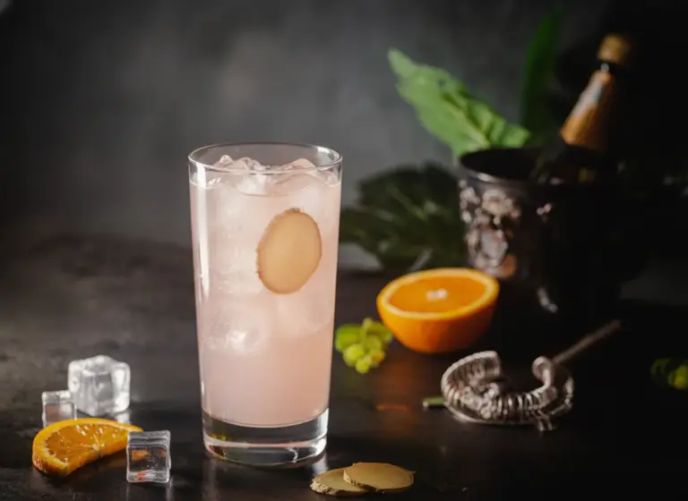 Rosé Spritz mit Ingwer im Glas